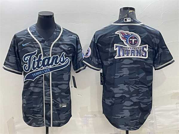 Men%27s Tennessee Titans Gray Camo Team Big Logo With Patch Cool Base Stitched Baseball Jersey->tennessee titans->NFL Jersey